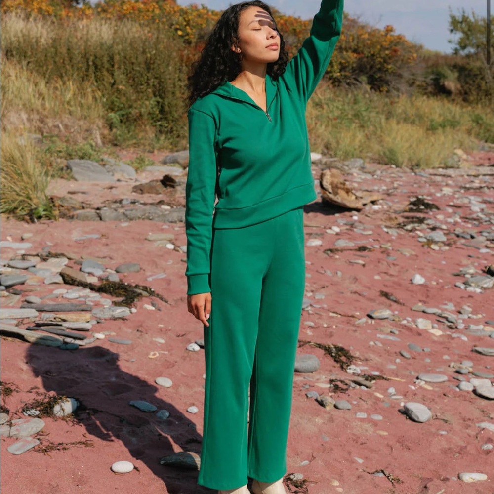 Shop Noble retro half zip in pine, NWT